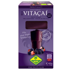 Polpa de fruta Vitaçai com guarana Premium Bio 400g(4 x 100g)